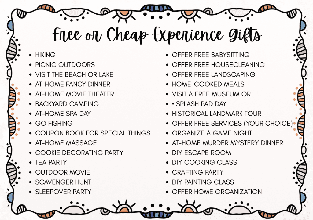 free or cheap experience gift ideas